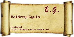Balázsy Gyula névjegykártya