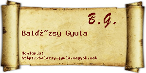 Balázsy Gyula névjegykártya